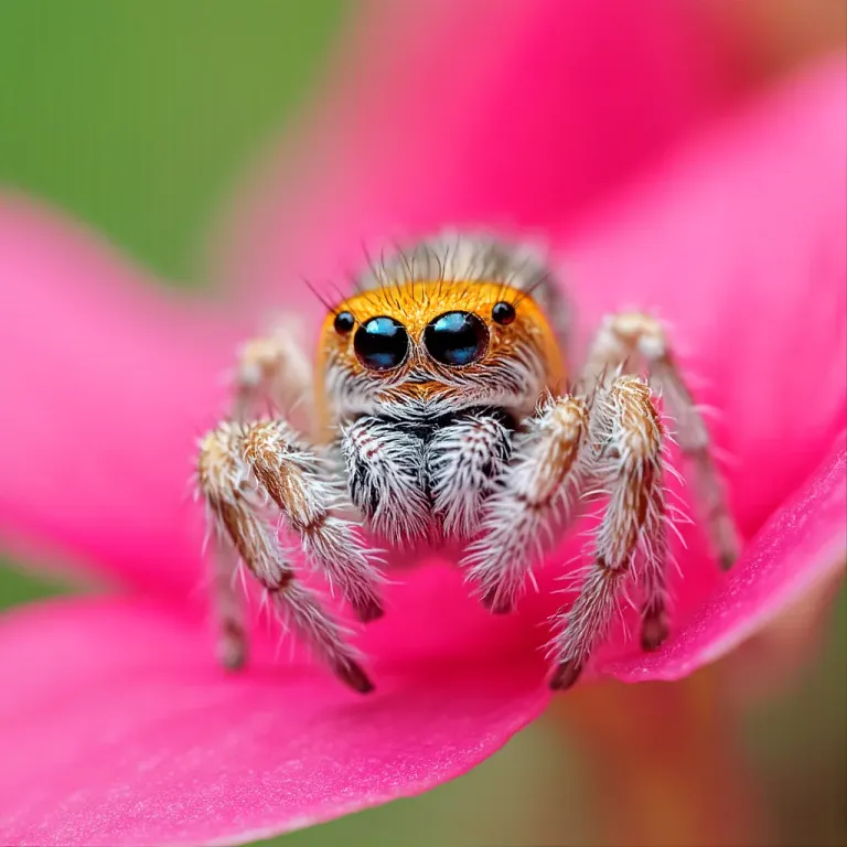 Jumping Spider on Pink Petals - Insects - AI generated image