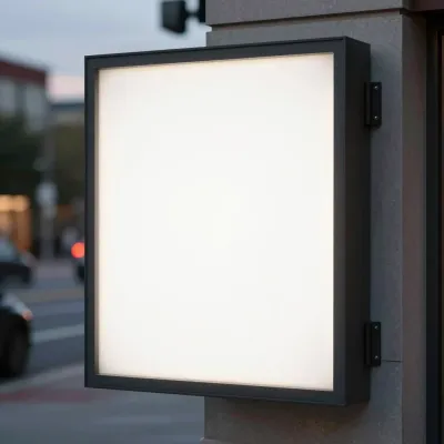 Glowing Lightbox on Urban Corner - Lighting - AI generated image