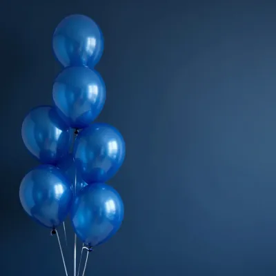 Sapphire Blue Balloons Clustered with Reflective Highlights - Event - AI generated image