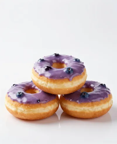Stacked Donuts with Purple Glaze and Blueberries - Food - AI generated image