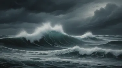 Crashing Waves in Turbulent Sea - Oceanography - AI generated image