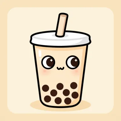 Anthropomorphic Bubble Tea Cup with Tapioca Pearls - Food - AI generated image