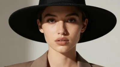 Person in Wide-Brimmed Hat with Intense Lighting - Fashion - AI generated image