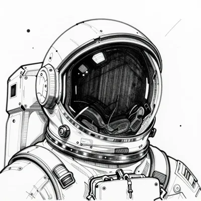 Astronaut Helmet Study Monochrome - Space - AI generated image