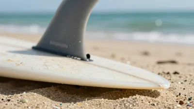 Surfboard Fin on Sandy Beach - Sports - AI generated image