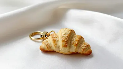 Croissant Bag Charm Glossy Texture - Jewelry - AI generated image