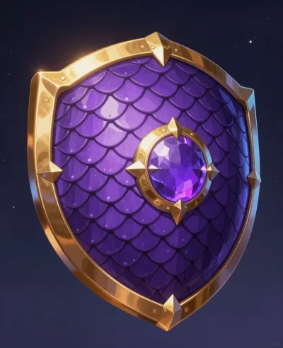 Dragon-Scale Shield Gleaming in Starry Night - Armor - AI generated image