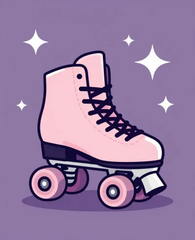 Glossy Pink Roller Skate Dreamy Lavender Sparkles - Fashion - AI generated image
