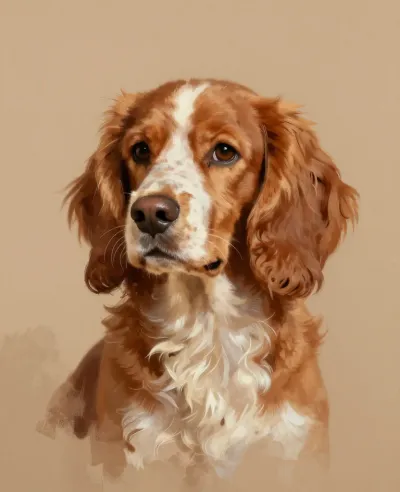 Reddish-Brown Cocker Spaniel Portrait Soft Light - Animal - AI generated image