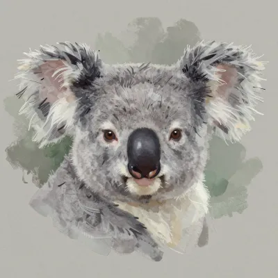 Koala's Face Close-Up Soft Fur - Wildlife - AI generated image