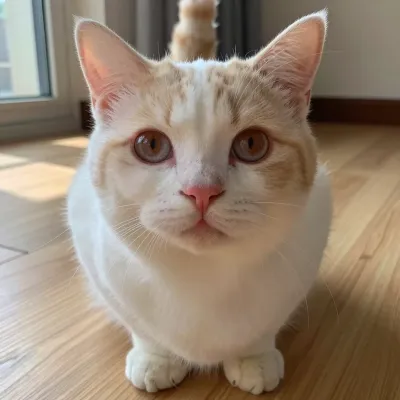 Amber-Eyed Cat with Soft Fur in Warm Light - Animal - AI generated image