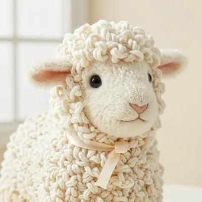 Knitted Lamb with Soft Wool Texture - Knitted - AI generated image