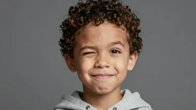 Curly-Haired Child Curiosity Closeup - Portrait - AI generated image