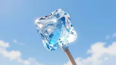 Frozen Ice Cube Charm on Stick - Food - AI generated image