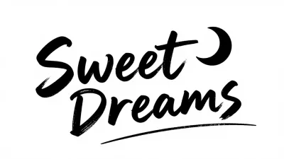Sweet Dreams Lettering with Crescent Moon - Typography - AI generated image