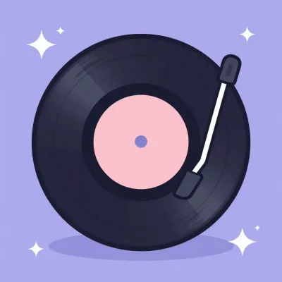 Glossy Vinyl Record Spinning with Pink Label - Music - AI generated image