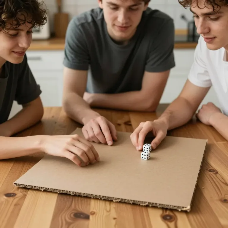 Young Adults Playing Dice on Corrugated Cardboard - People - AI generated image