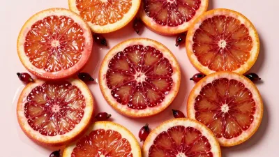 Blood Orange Slices with Rosehips - Food - AI generated image
