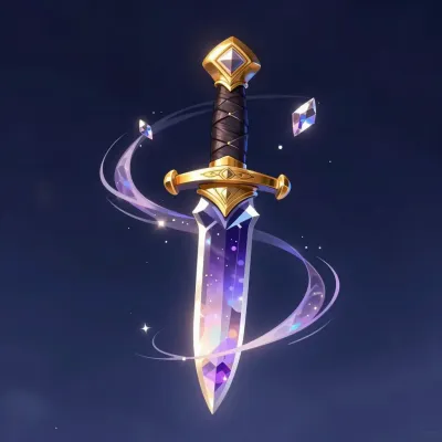 Arcane Crystal Dagger Gleaming in Starry Night - Weapon - AI generated image