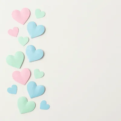 Pastel Hearts Descending Light Gray Background - Background - AI generated image