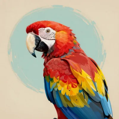 Scarlet Macaw Perched with Vibrant Plumage - Bird - AI generated image