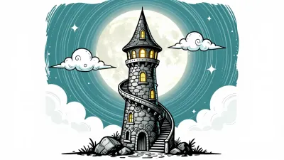 Wizard's Tower Illuminated by Full Moon - Architecture - AI generated image