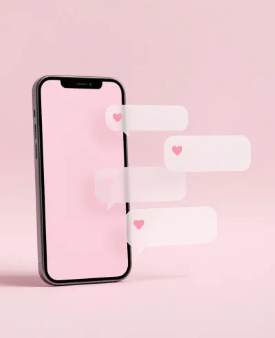 Smartphone with Floating Speech Bubbles - Technology - AI generated image