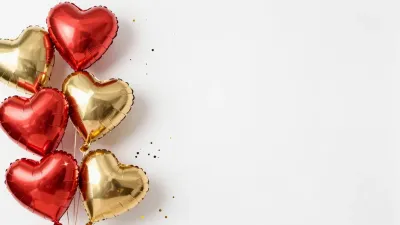 Red and Gold Heart Balloons Clustered on White Background - Celebration - AI generated image