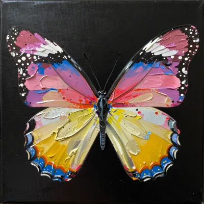 Prismatic Butterfly Spread Glossy Paint Strokes - Art - AI generated image