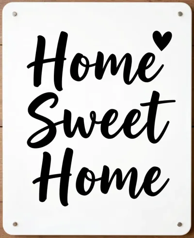 Glossy White 'Home Sweet Home' Sign - Signage - AI generated image