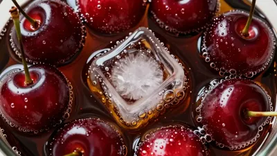 Cherries in Cola with Ice Cubes - Food - AI generated image