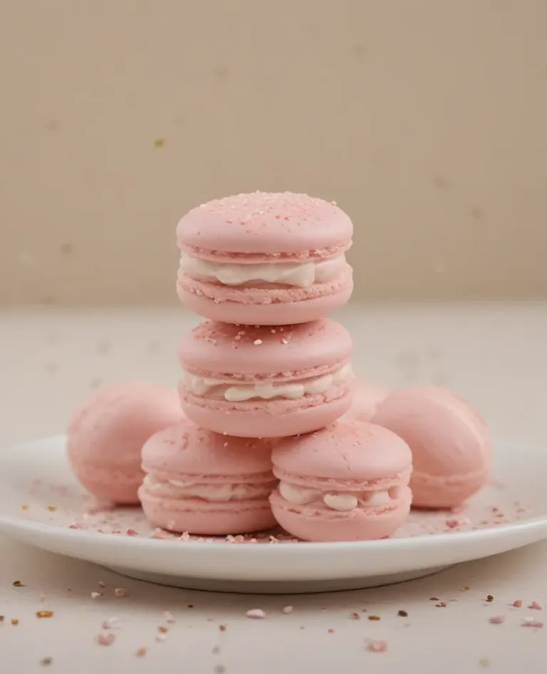 Stacked Heart Macarons with Confetti - Food - AI generated image