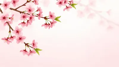 Cherry Blossom Branch Sweeping Diagonally - Flowers - AI generated image