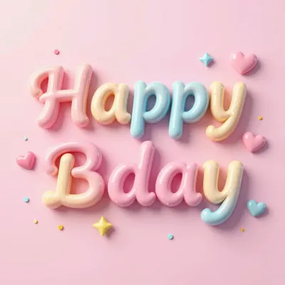 Happy Bday Text in Soft Pastel Colors - Typography - AI generated image