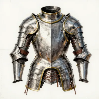 Glossy Metal Cuirass with Rivets and Seams - Armor - AI generated image