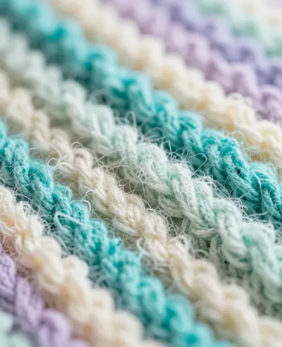 Hand-Knitted Chenille Fabric Close-Up - Textiles - AI generated image