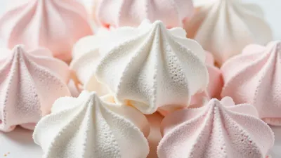 Meringue Kisses Clustered in Soft Glow - Food - AI generated image