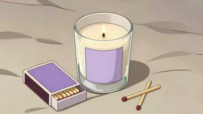 Lavender Candle Flickering with Matches - Still Life - AI generated image