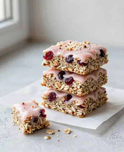 Cranberry-Oat Bars Stacked with Glaze - Food - AI generated image