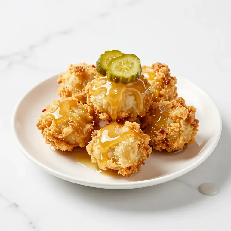 Fried Chicken Nuggets with Honey Mustard Glaze and Pickle Slice - Gastronomy - AI generated image