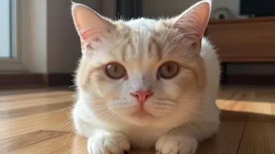 Fisheye Cat with Amber Eyes - Animal - AI generated image