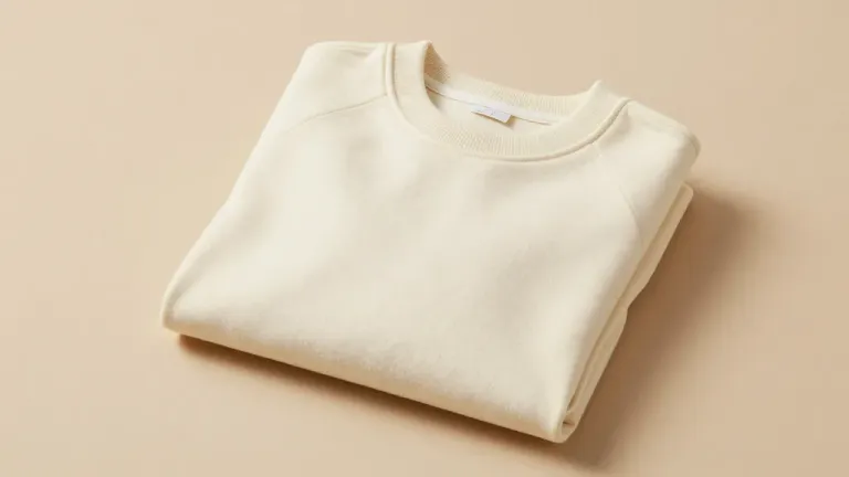Folded Cream Crewneck Sweater Softly Lit - Fashion - AI generated image