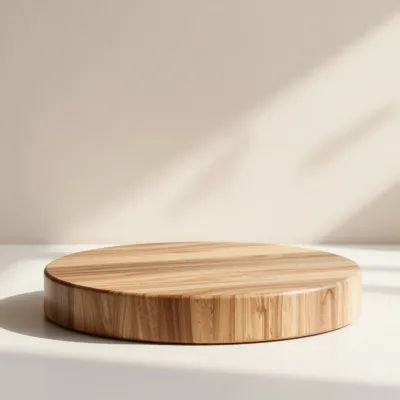 Circular Wooden Display Base Sunlit - Furniture - AI generated image