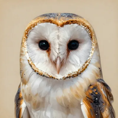 Barn Owl Front View Detailed Facial Disc - Wildlife - AI generated image