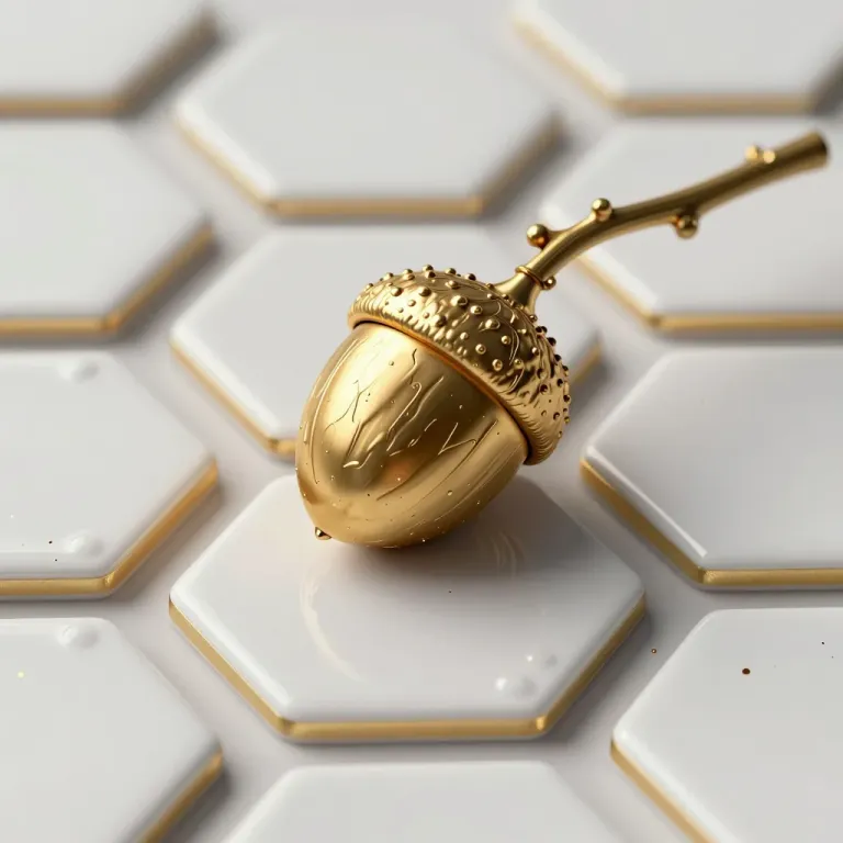 Gilded Acorn with Detailed Cap and Stem - Nature - AI generated image
