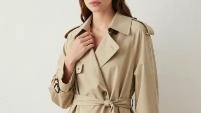 Woman in Beige Trench Coat with Soft Light - Fashion - AI generated image