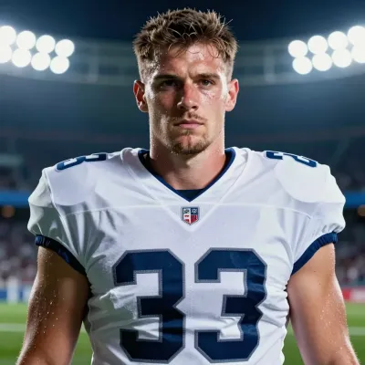Football Player in White Jersey with Number 33 - Athlete - AI generated image