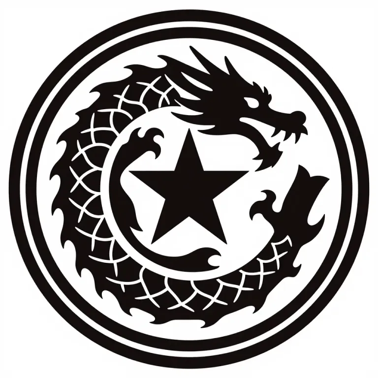 Dragon Star Eagle Circular Emblem - Emblem - AI generated image