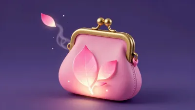 Glowing Pink Leaf on Pink Satchel - Fashion - AI generated image
