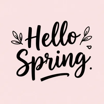 Spring Lettering with Leaf Illustrations - Typography - AI generated image
